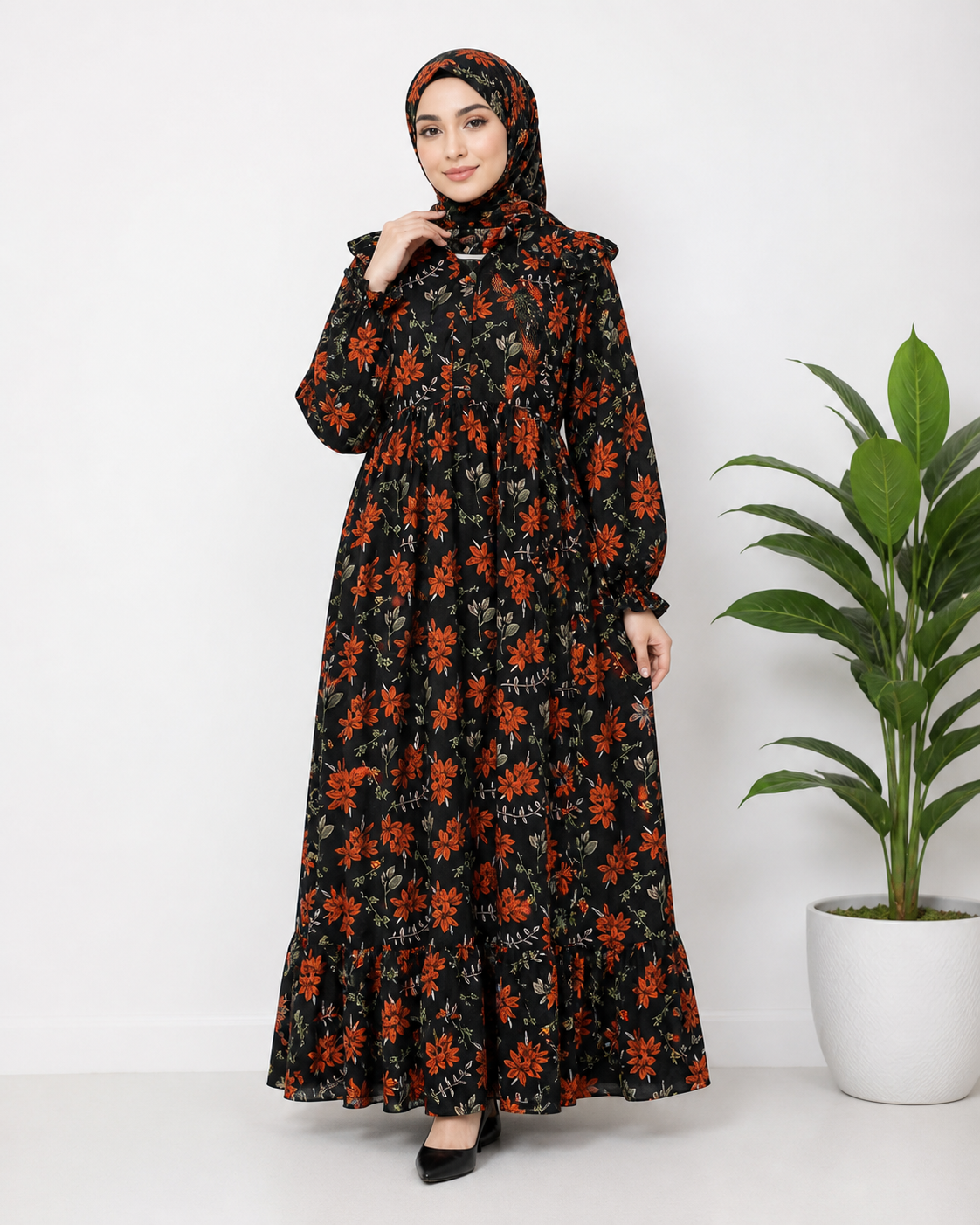 Red Blossom Modest Maxi